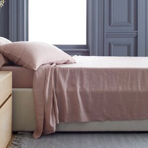 QUINCE European Linen Flat Sheet King Dusty Mauve 5484